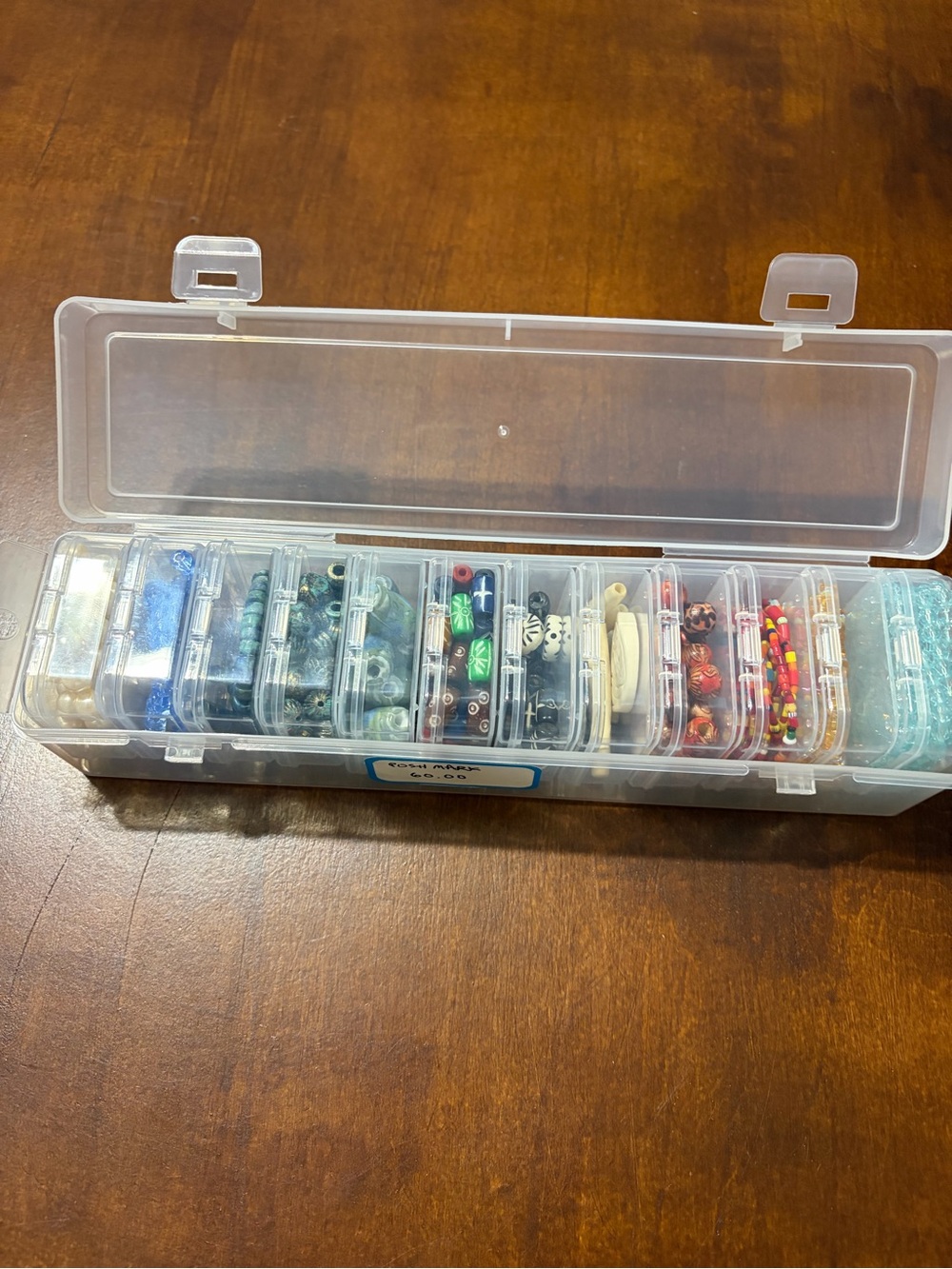 Clear Plastic Bead Organizer with Assorted  New Colorful Beads